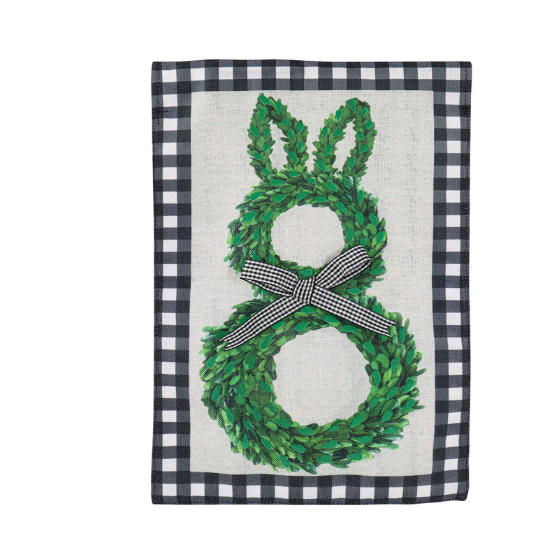 Boxwood Bunny Garden Burlap Flag,14b10151