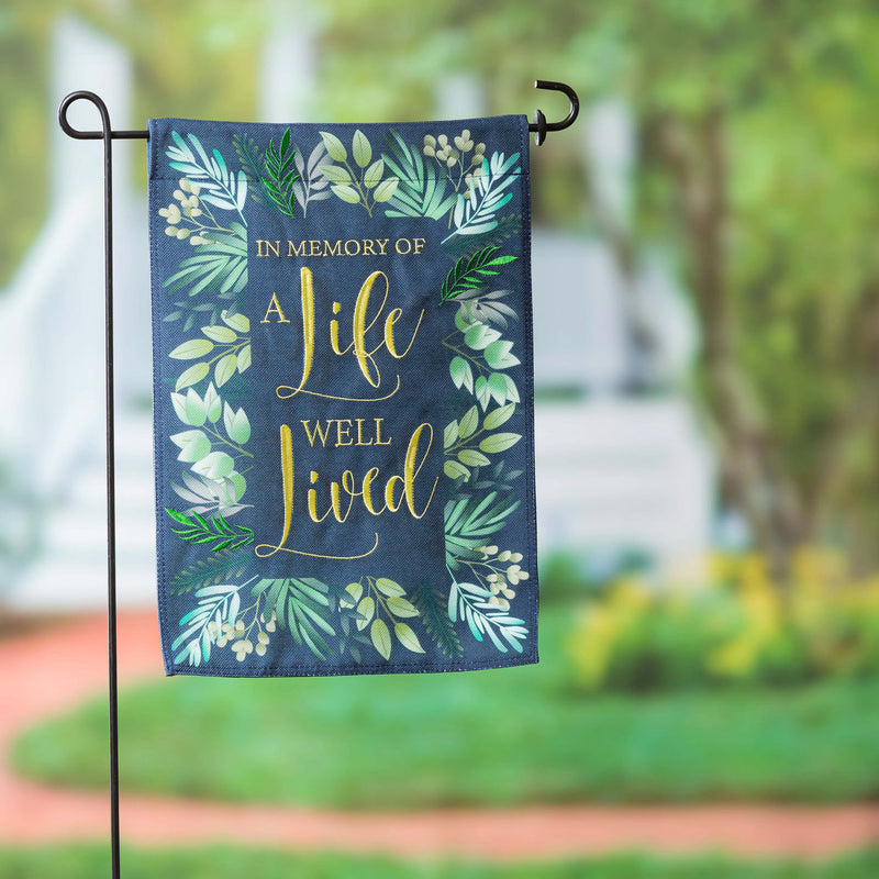 A Life Well Lived Garden Burlap Flag,14b10160