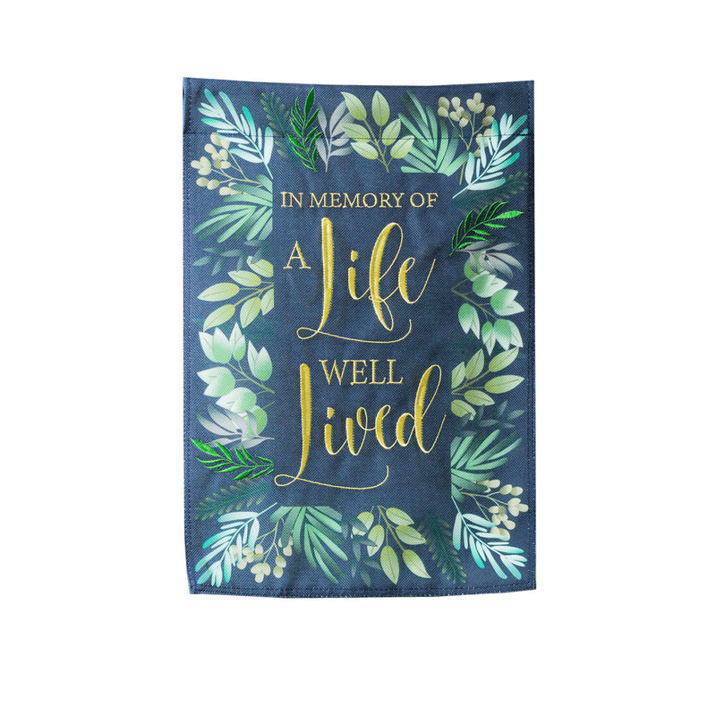 A Life Well Lived Garden Burlap Flag,14b10160