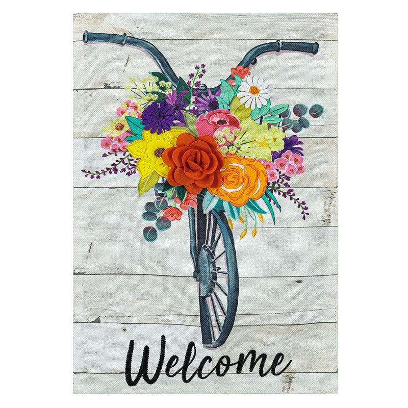 Farmhouse Bicycle Garden Burlap Flag,14b10271