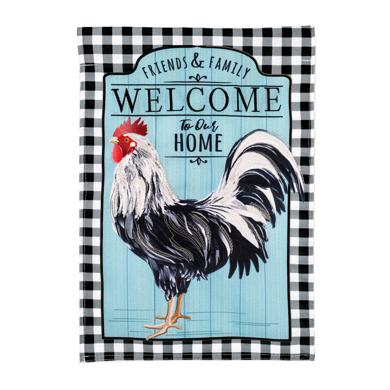 Black and White Rooster Garden Burlap Flag,14b10353