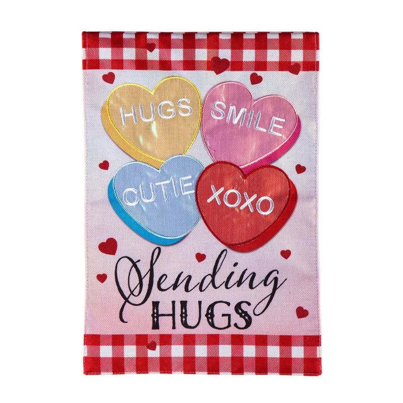 Sending Hugs Garden Burlap Flag,14b10699