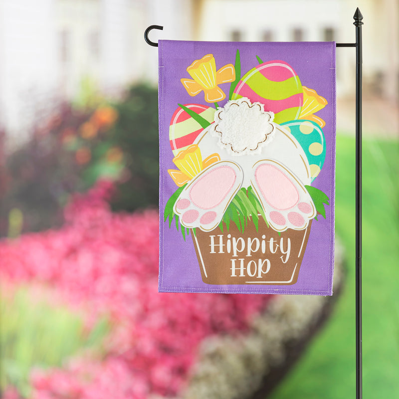 Hip Hop Bunny Garden Burlap Flag,14b10707
