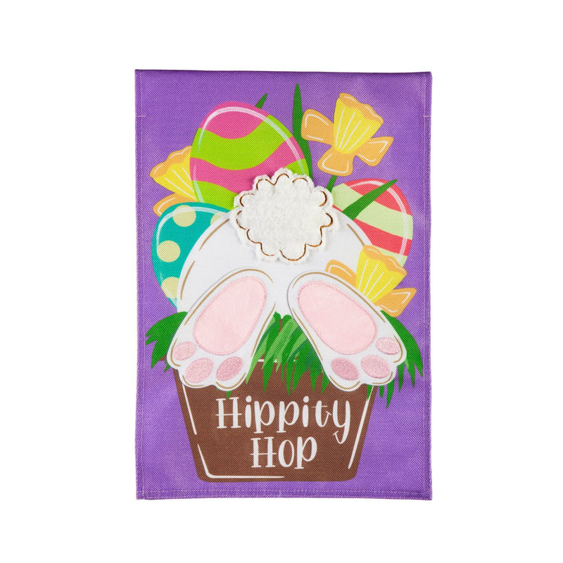 Hip Hop Bunny Garden Burlap Flag,14b10707