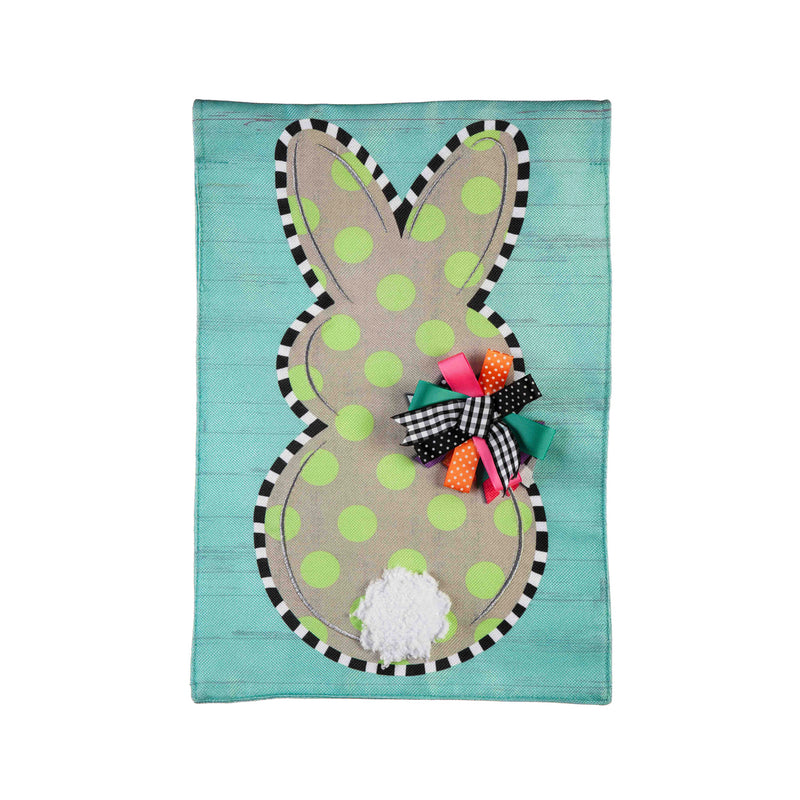 Polka Dot Bunny Garden Burlap Flag,14b10736