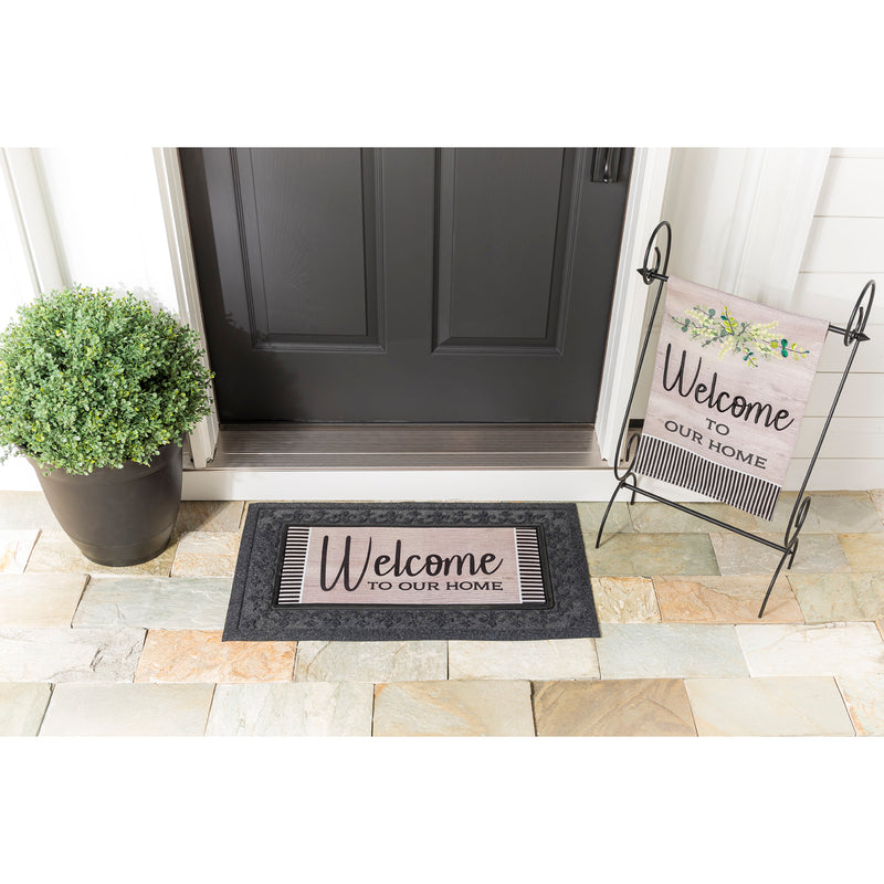 Wood Grain Welcome Garden Burlap Flag,14b10767