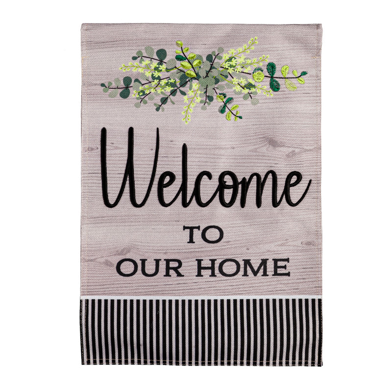 Wood Grain Welcome Garden Burlap Flag,14b10767