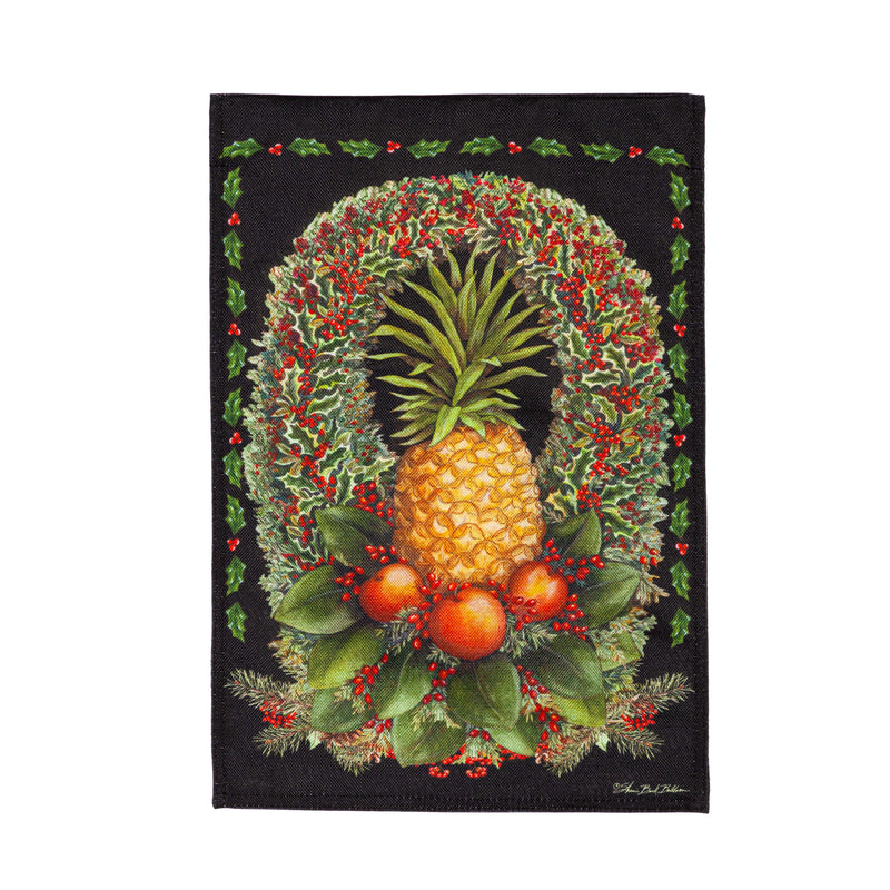 Christmas Pineapple Wreath Burlap Garden Flag,14b10824