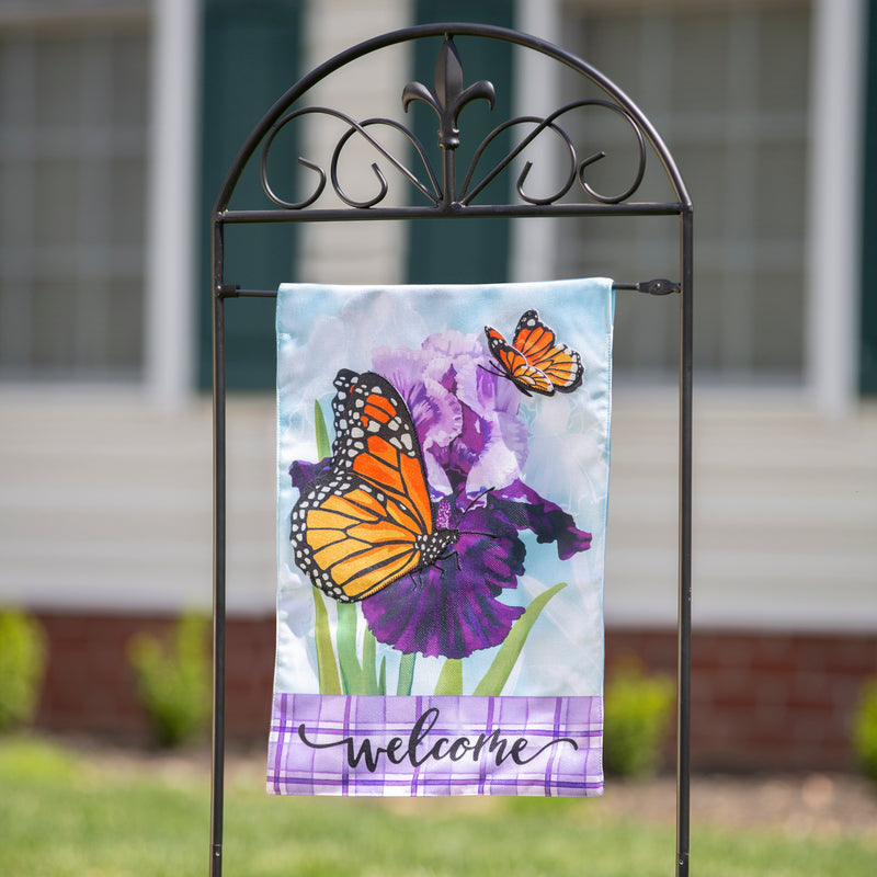 Iris Butterflies Garden Burlap Flag,14b10882