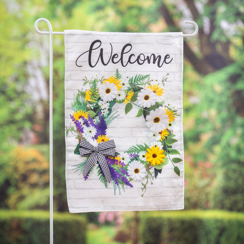 Daisy Wreath Garden Burlap Flag,14b10889