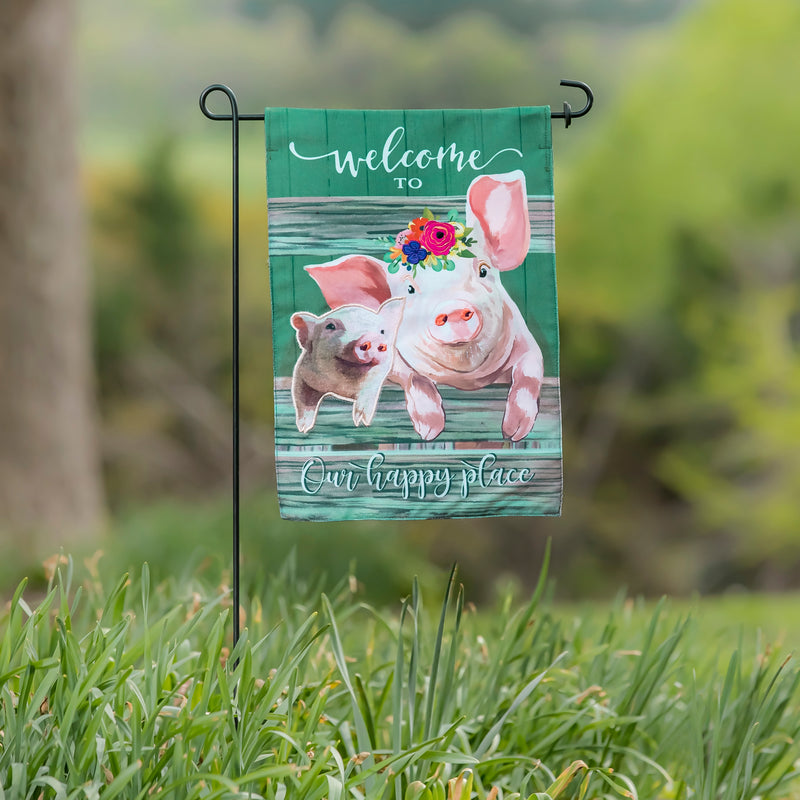 Baby and Mama Pig Garden Burlap Flag,14b10929