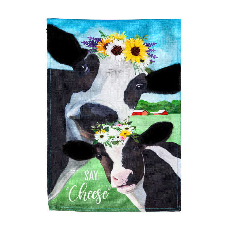 Evergreen Flag,Say Cheese Cows Garden Burlap Flag,0.2x12.5x18 Inches