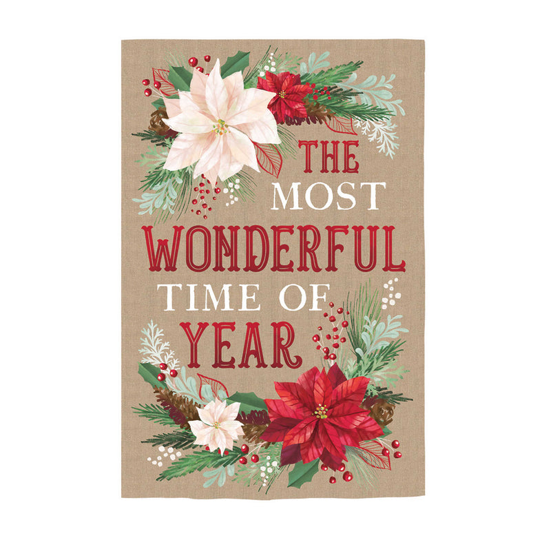 The Most Wonderful Time of the Year Burlap Garden Flag,14b11237