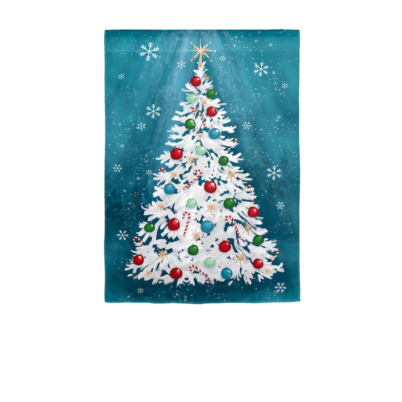 White Christmas Tree Burlap Garden Flag,14b11330