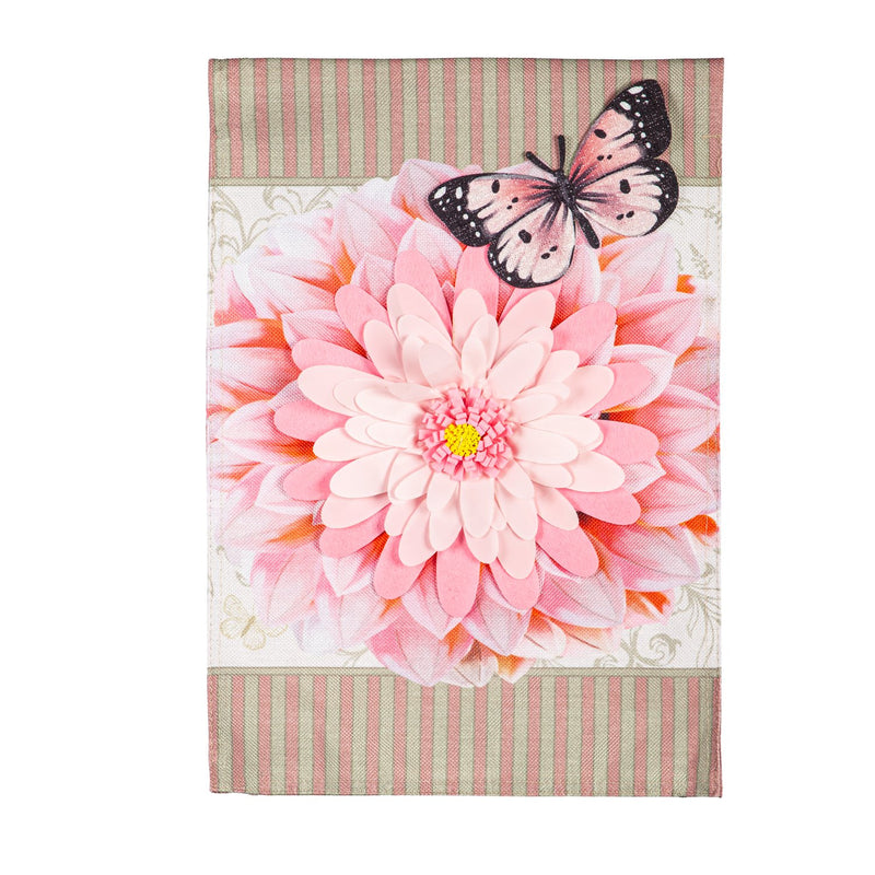 Dahlia & Butterfly Burlap Garden Flag,14b11439