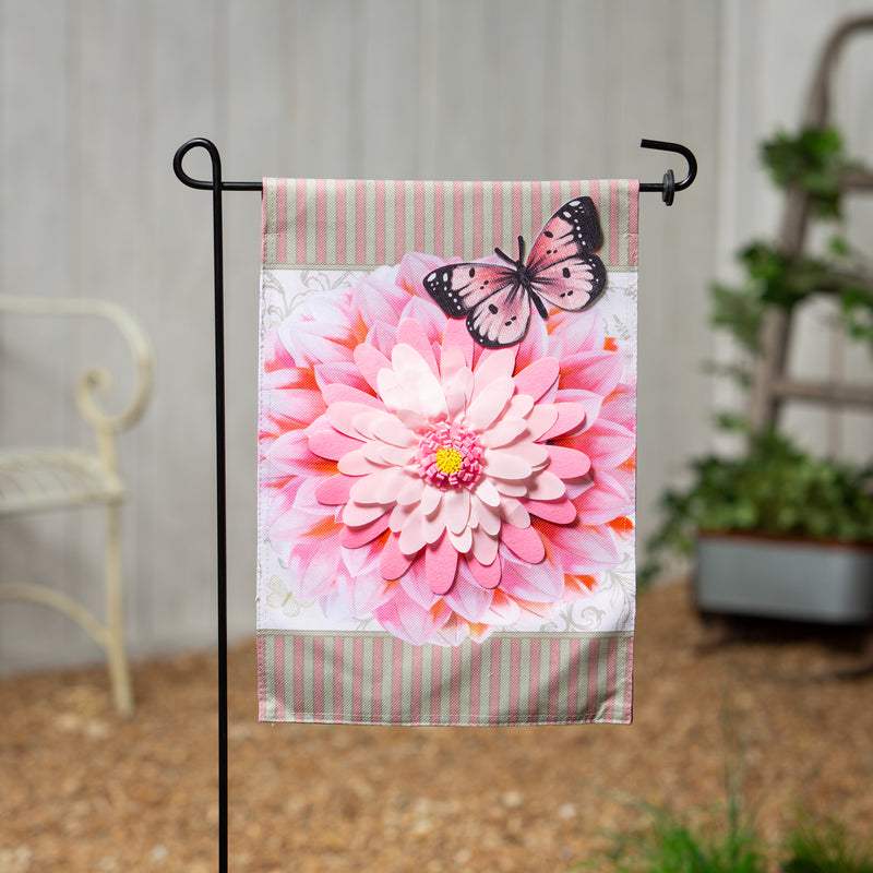 Dahlia & Butterfly Burlap Garden Flag,14b11439