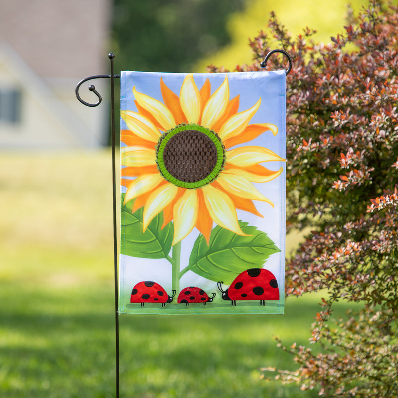 Sunflower & Ladybug Burlap Garden Flag,14b11440