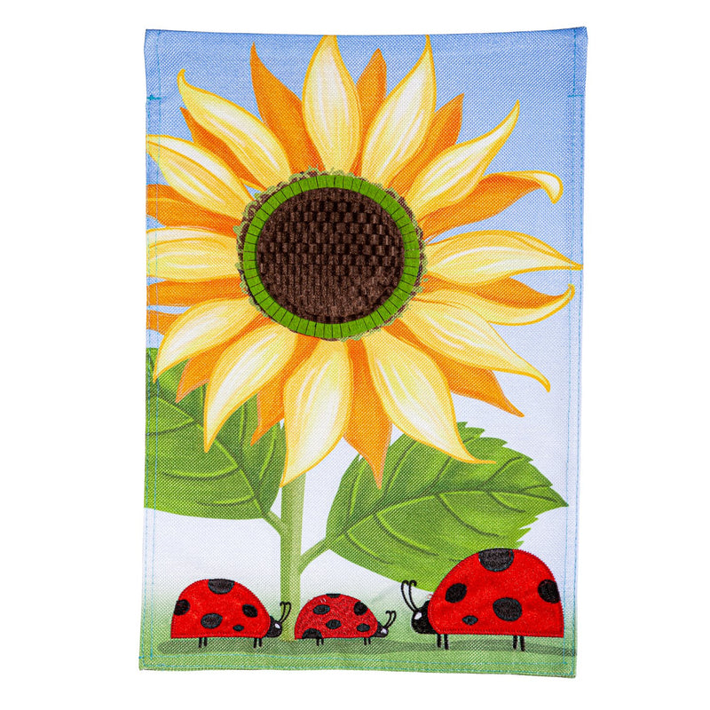 Sunflower & Ladybug Burlap Garden Flag,14b11440