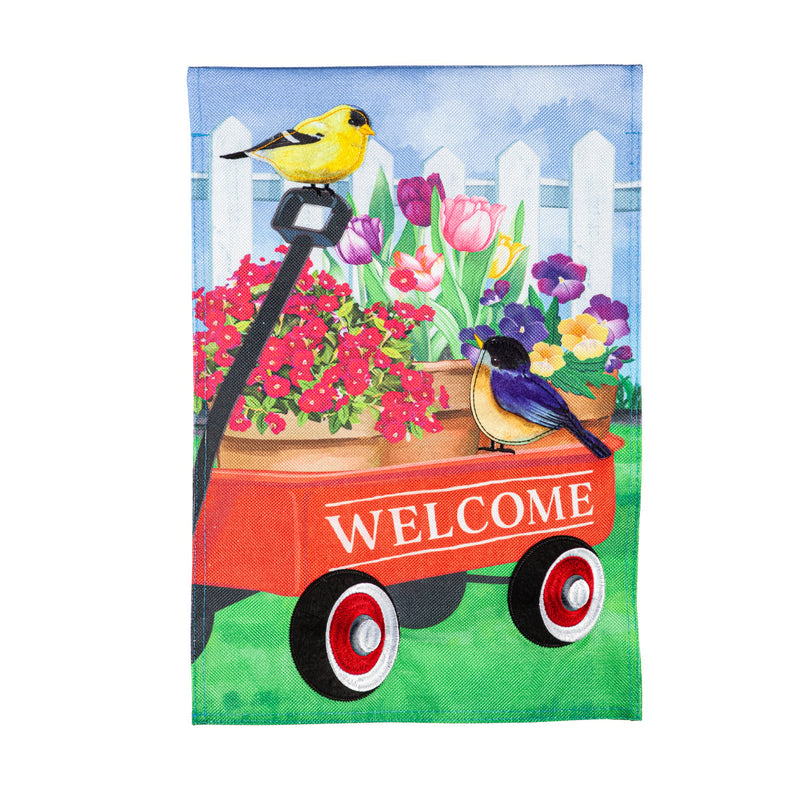 Evergreen Flag,Flower Wagon Burlap Garden Flag,0.2x12.5x18 Inches