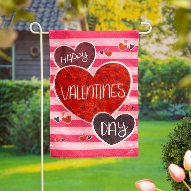 Happy Valentine's Day Hearts Burlap Garden Flag,14b11486