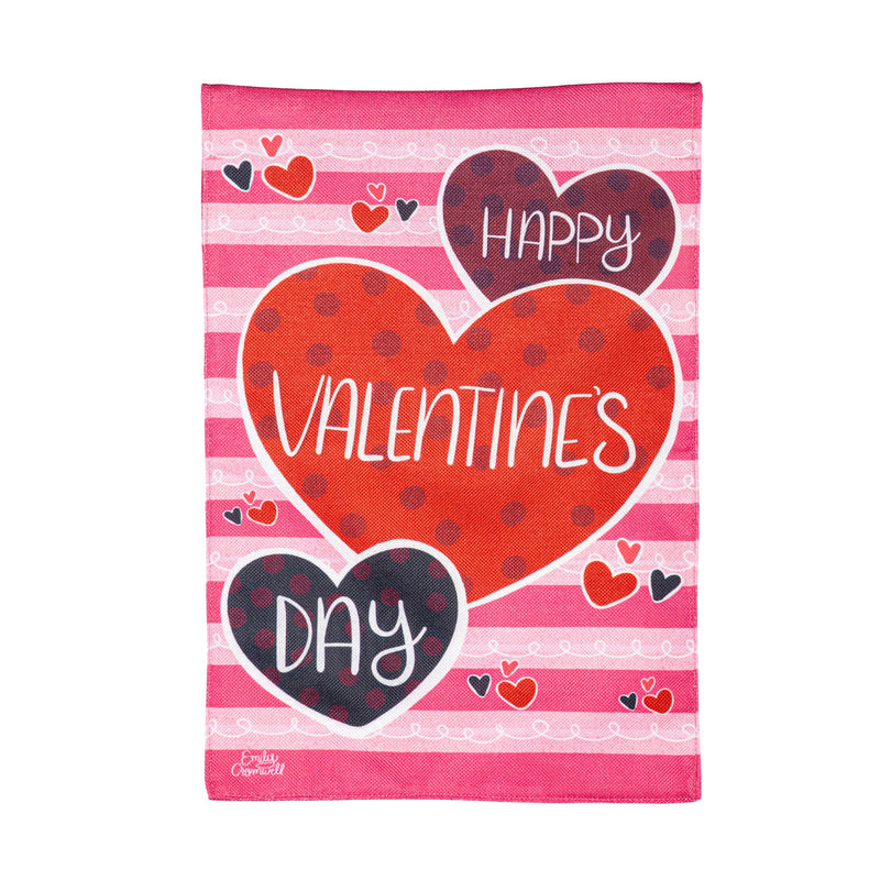 Happy Valentine's Day Hearts Burlap Garden Flag,14b11486