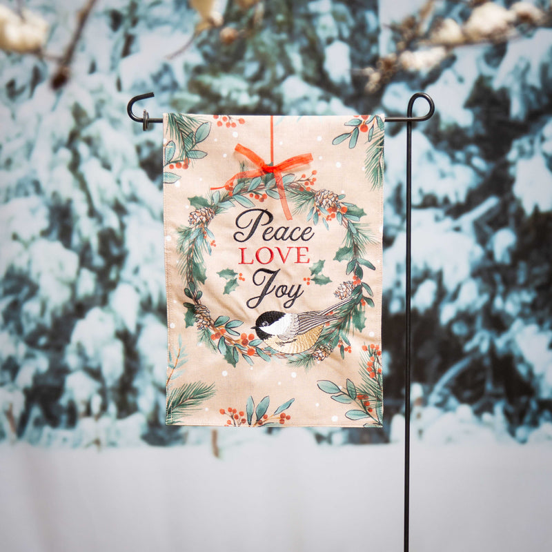 Chickadee Wreath Burlap Garden Flag,14b11621