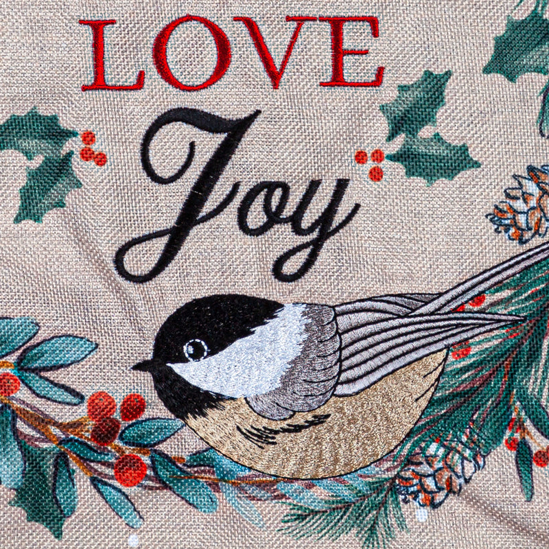 Chickadee Wreath Burlap Garden Flag,14b11621