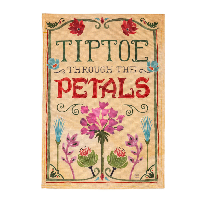 Tiptoe through the Petals Burlap Garden Flag,14b11878