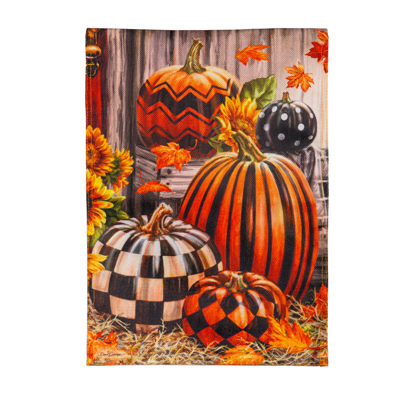 Fall Harvest Pumpkins Burlap Garden Flag,14b11881