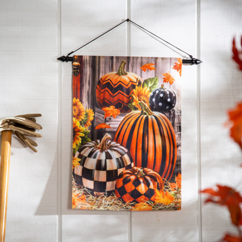 Fall Harvest Pumpkins Burlap Garden Flag,14b11881