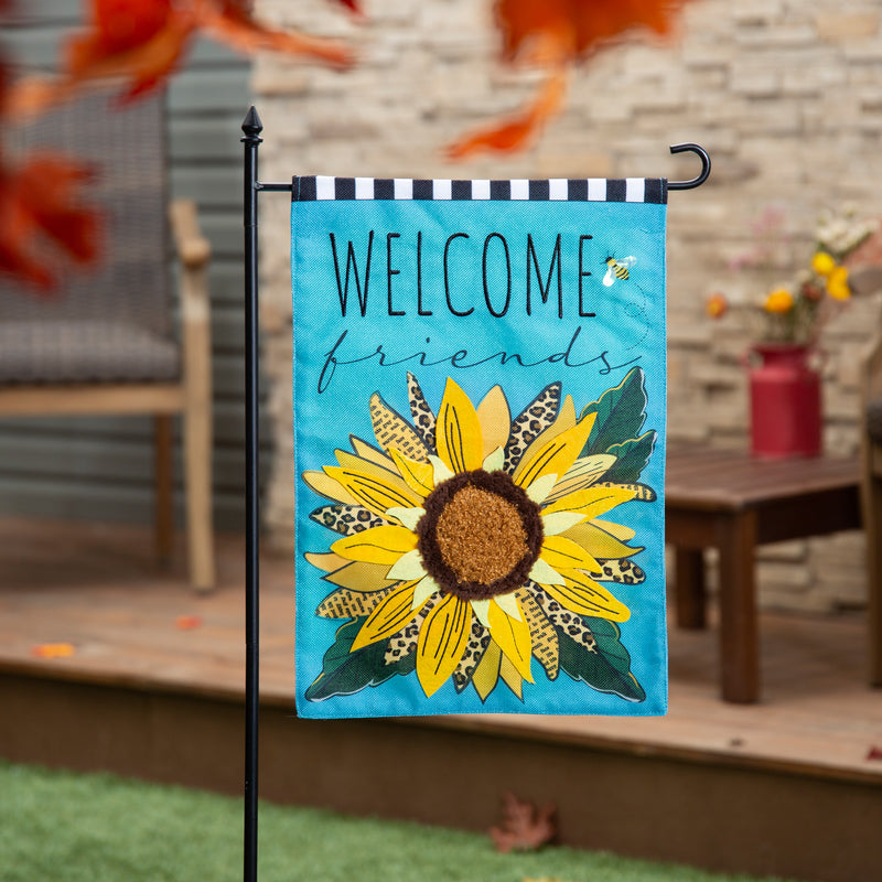 Welcome Friends Leopard Sunflower Burlap Garden Flag,14b11977