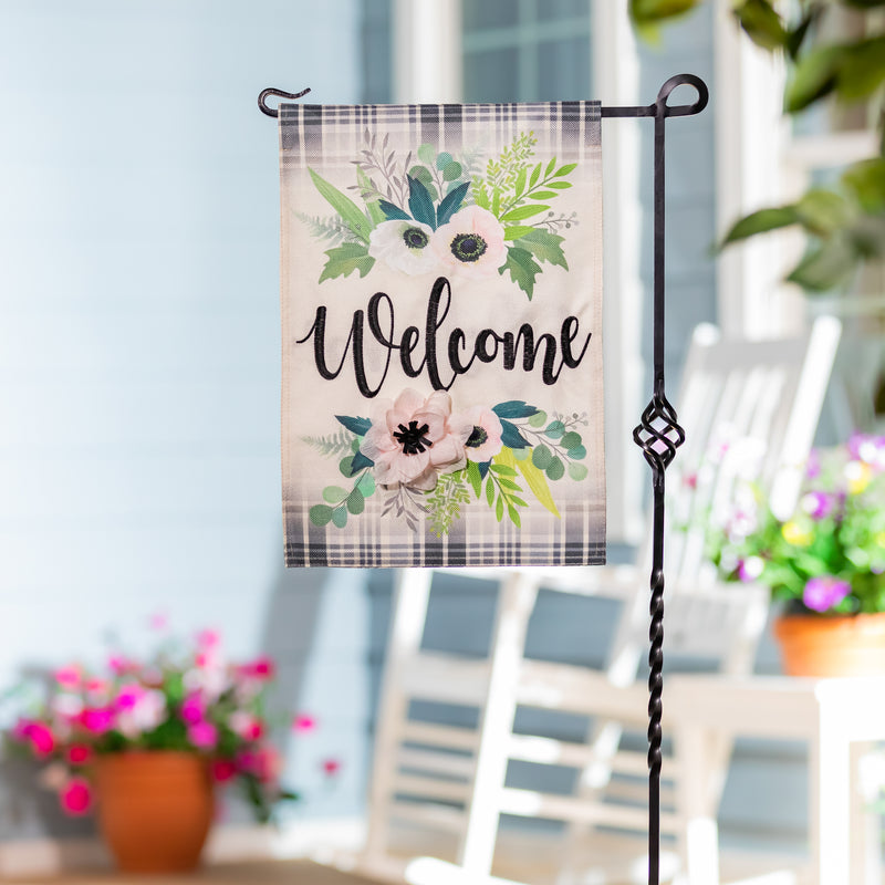 Evergreen Flag,Beautiful Floral Welcome Burlap Garden Flag,0.2x12.5x18 Inches