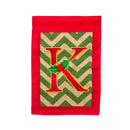 Garden Burlap Holly Monogram K Flag,14b3077k