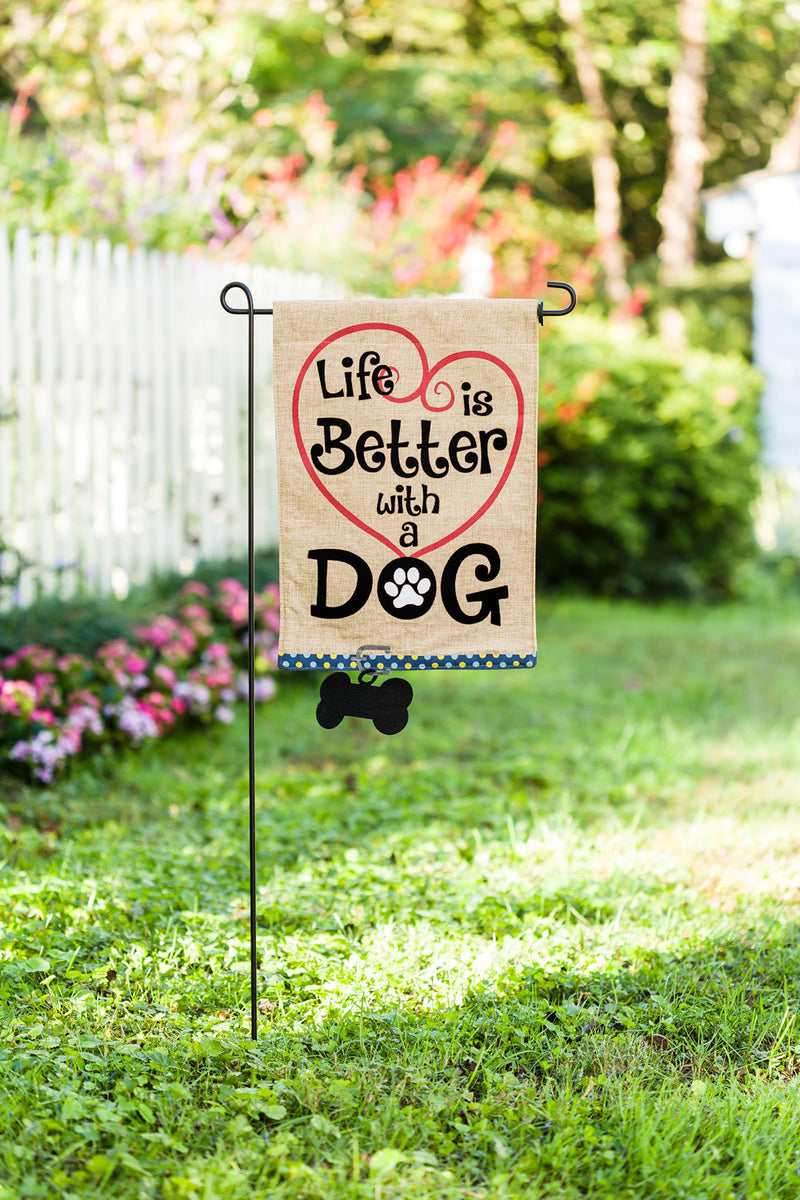 Life is Better with Dog Garden Burlap Flag,14b3728bl