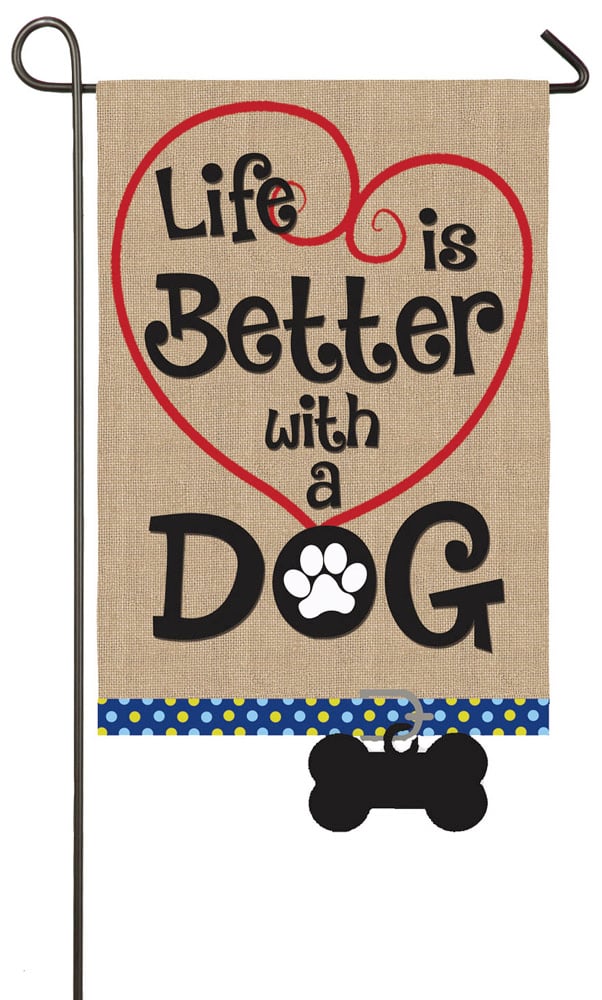 Life is Better with Dog Garden Burlap Flag,14b3728bl