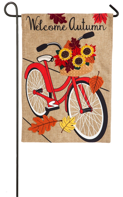 Autumn Bicycle Garden Burlap Flag,14b4503bl