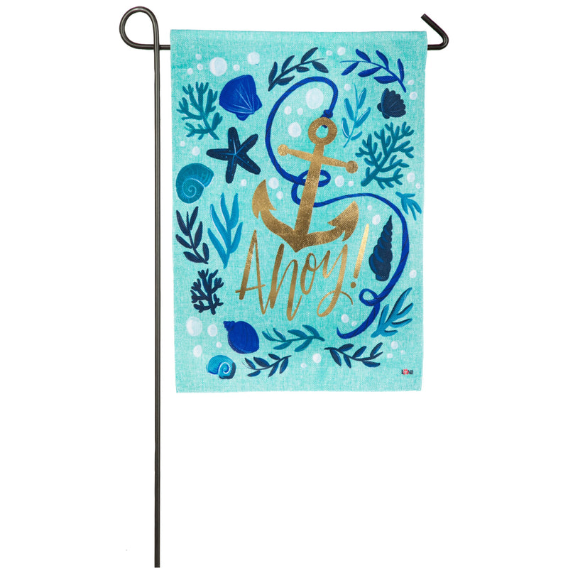 Ahoy! Garden Burlap Flag,14b4798bl