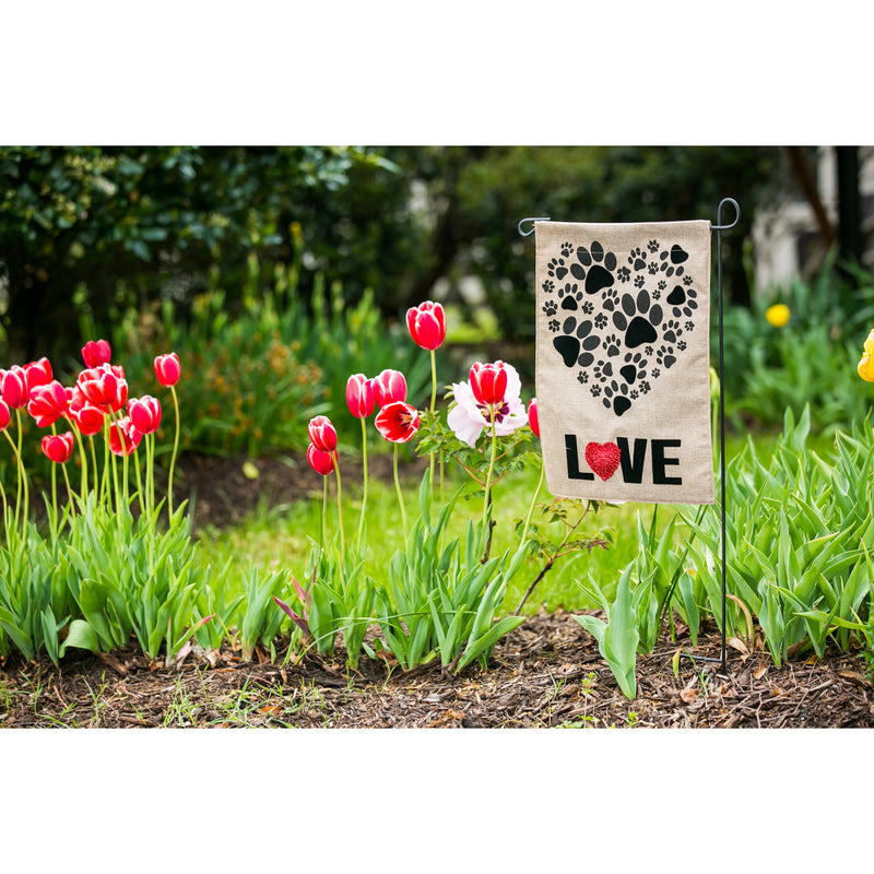 Paw Prints Heart Garden Burlap Flag,14b8359