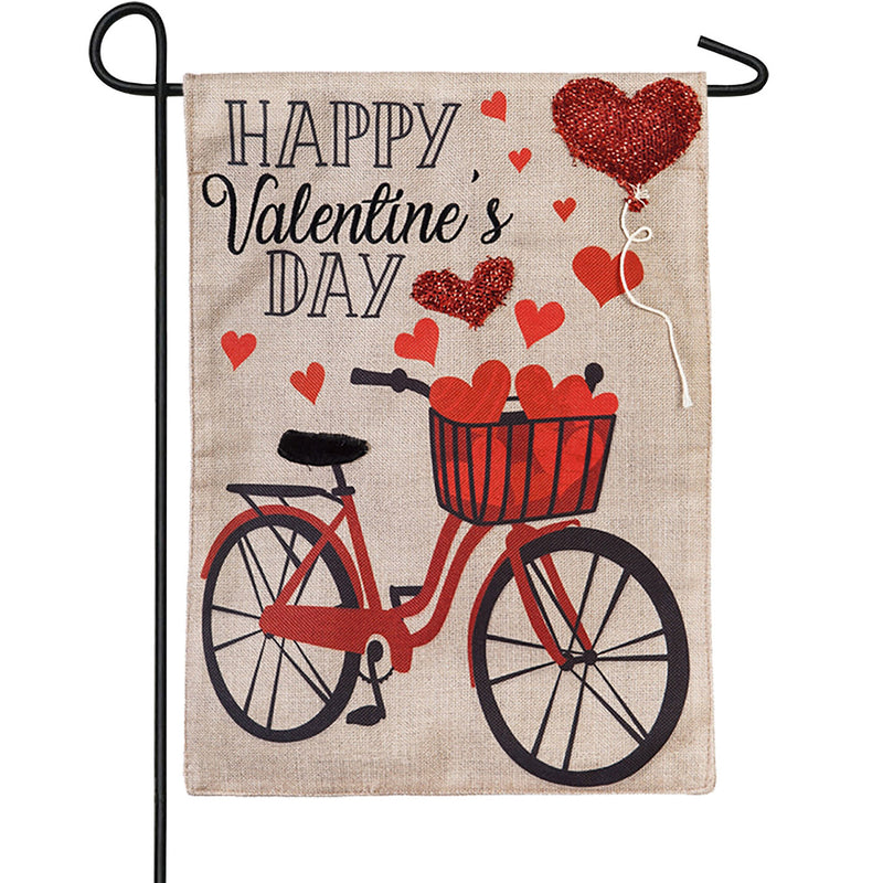 Valentine's Day Bicycle Garden Burlap Flag,14b8403