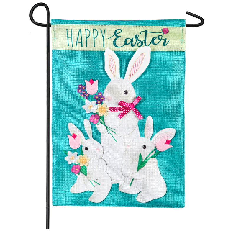 Bunny Trio Garden Burlap Flag,14b8407bl