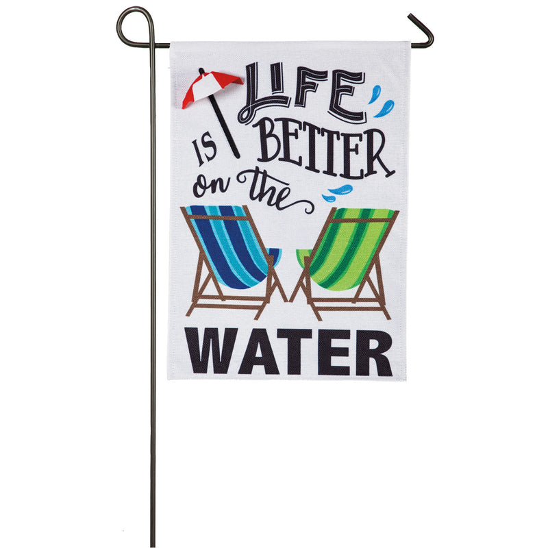 Evergreen Flag,Life is Better on the Water Garden Burlap Flag,12.5x0.15x18 Inches