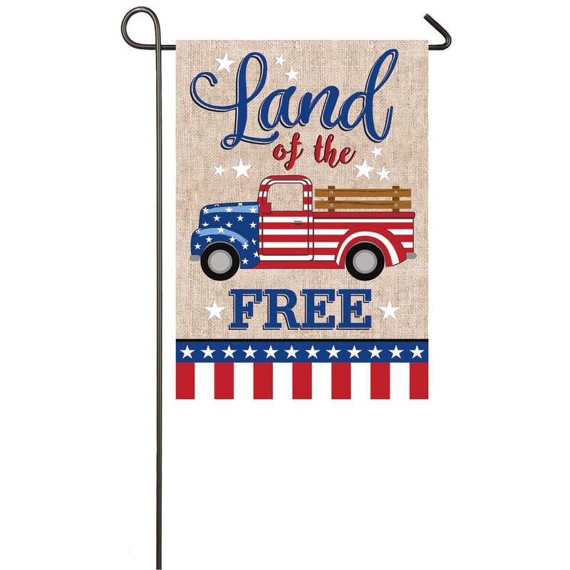 Patriotic Truck Garden Burlap Flag,14b8561