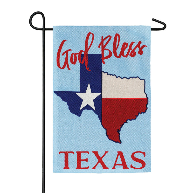 God Bless Texas Garden Burlap Flag, 18"x12.5"inches