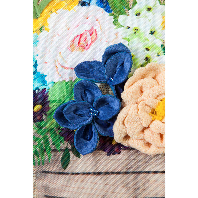 Wood Flower Crate  Garden Burlap Flag,14b9044bl