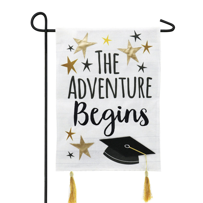 Graduation Adventure Garden Burlap Flag,14b9055