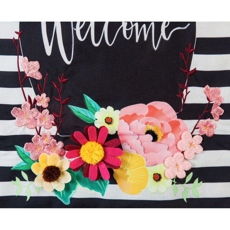 Floral Swag Welcome Garden Burlap Flag,14b9078bl