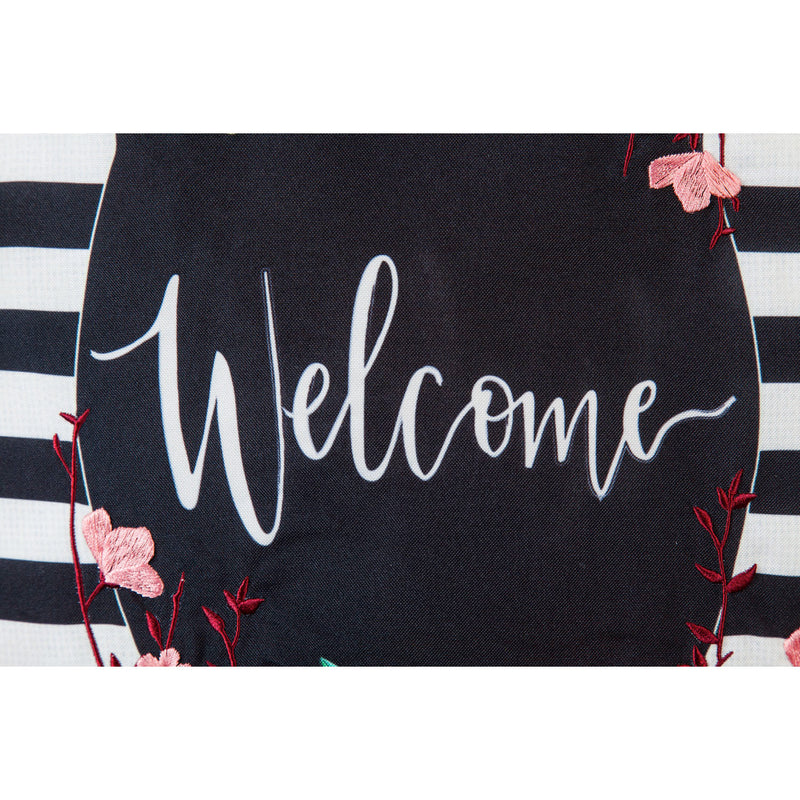 Floral Swag Welcome Garden Burlap Flag,14b9078bl