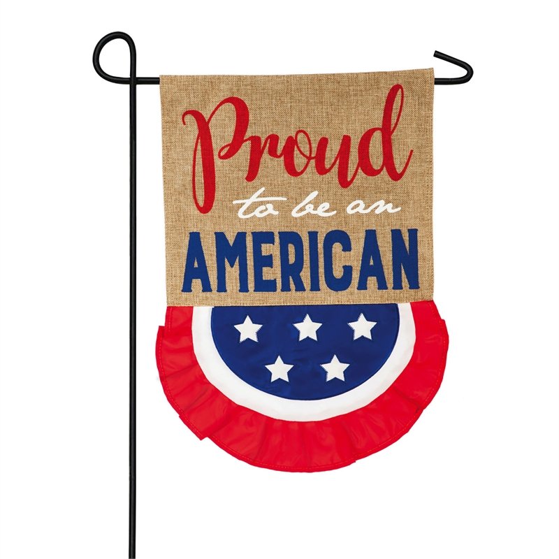 Proud to be an American Bunting Garden Burlap Flag,14b9195bl