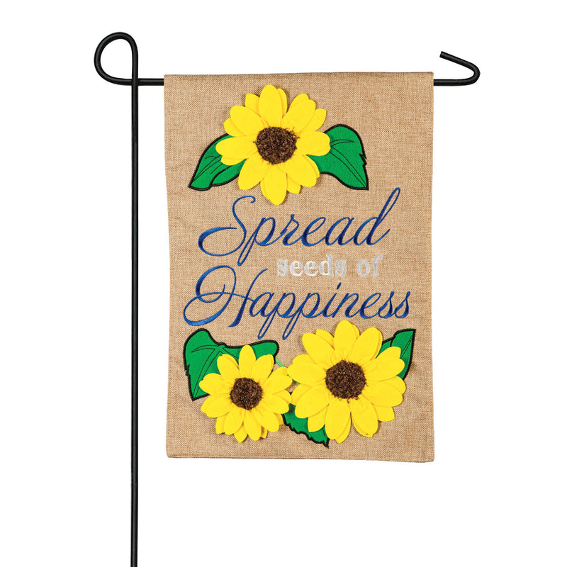 Seeds of Happiness Garden Burlap Flag,14b9198bl