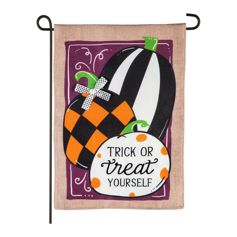 Trick or Treat Yourself Garden Burlap Flag,14b9314